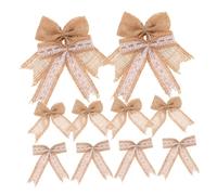 Lurrose 12pcs Rustic Burlap Lace Bows for Christmas Wreaths Handmade Farmhouse Craft Bows with Vintage Bowknot Design DIY Holiday Decorations for Tree Ornaments and Shower Parties