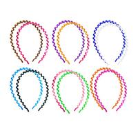 Lurrose 12pcs Spring Plastic Headband Wave-shaped Plain Hair Band No Teeth for Parties Daily School Work Dance Fitness Random Color