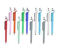 Lurrose 12pcs Touch Screen Stylus Pens Cellphone Stand, 0.5mm Black Gel Ink, Multipurpose Writing and Mobile Device Holder for Office and School Use Random Color