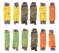 Lurrose 12pcs Wooden Bead Rotating Ladder Chewing for Small Pets Guinea Pigs and Rabbits Branch Material Teeth Grinding Can be Put the Cage Random Color