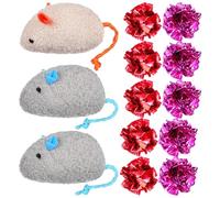 Lurrose 13 Pcs Cat Catnip Plush Mice with Crinkle Balls Lively Designs Plush Stuffing Cotton 4.13x1.38in Indoor Use for Kittens and Large Cats to Keep Entertained