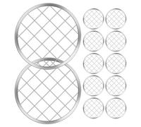 Lurrose 15pcs Mason Jar Lid Metal Insert round Screen and Square Grids, Reusable Tinplate Mesh Holder for Neatly Holding Stems, for Floral Arranging and Craft Rooms