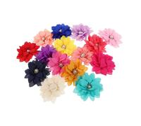 Lurrose 15pcs Soft Chiffon Flower Collar Charms for Pets Lightweight Floral Accessories with Sparkling Rhinestones and Faux Pearls Stylish Decorations for Dog and Cat Collars at Festive