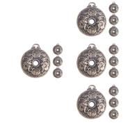 Lurrose 16pcs Chinese Style Brass Key Chain Charms Hollow Five Blessings round Pendant Keyring Ornaments with Fortune Bat Design for Home Decoration