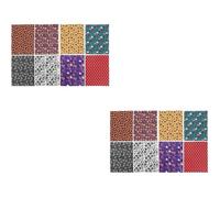 Lurrose 16pcs Halloween Patchwork Fabric Bundle DIY Sewing Cloths with Ghost Pumpkin Witches Patterns for Quilting Craft Decorations