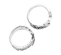 Lurrose 1pair Angel Devil Open Ring Wings Copper Couple Jewelry Silver