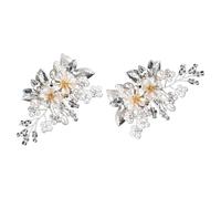 Lurrose 1pair Detachable Pearl Flower Shoe Clips Buckles for Bride Wedding Shoe Decoration Silver Zinc Alloy Elegant Delicate Design Suitable for Daily Life