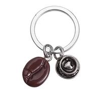 Lurrose 1pc Coffee Bean Keychain Metal Coffee Mugs Espresso Mug Car Keychain for Men Backpack for Girl Resin Coffee Keychain Metal Coffee Bean Purse Pendant Charm Man Bags Heart-shaped