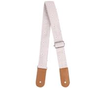 Lurrose 1pc Cotton Linen Guitar Strap with Genuine Leather Ends and Metal Buckle for Ukulele Soft Daisy Pattern Design Random Color
