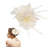 Lurrose 1PC Fascinator Hair Clip, Fascinator Hair Pin Hair Clip Fascinator Hair Accessories for Women Wedding Tea Party Hat Beige