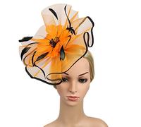 Lurrose 1pc Fascinators for Women, Tea Party Fascinator Hat Fascinator Headband Orange Fascinator Headpiece for Wedding Cocktail Party (Orange and Black Side)