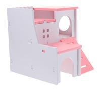 Lurrose 2-layer Small Animal Hut Hamster Hideout House Relieves Boredom Increases Activity Level Pvc Material Mediterranean Style Hideaway for Small Pets