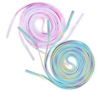 Lurrose 2 Pair Multi- Gradient Shoelaces for Athletic Shoes Flat Polyester Shoe Strings Tie-dye Colour Multi-purpose and Stylish Laces to Add Colour to Your Random Color