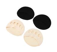 Lurrose 2 Pairs Five-Toes Foot Pads Breathable Ice Silk Non-Slip Cushions for High Heeled Shoes, Protecting Feet Front Palm Pads for Ladies, One Size Black Cotton
