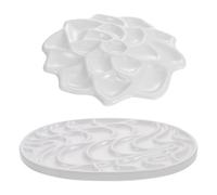 Lurrose 2 Pcs Ceramic Effect Wave Watercolor Paint Palettes Set, Lotus Shape and Oval Mixing Trays for Artists, Practical Pigment and Paint Mixing Boards for Watercolour Painting