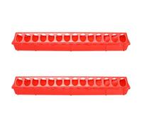 Lurrose 2 Pcs Red Plastic Chicken Feeding Troughs Multiple Holes, Poultry Food Dispensers for Chickens, Ducks, Geese, Suitable for Farm and Backyard Feeding