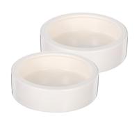 Lurrose 2 Pcs Thickened Lizard Feeders with Flat Base for Stable Placement Reptile Food and Water Bowls Smooth Surface Easy to Clean Suitable for Small Reptiles White Round Design