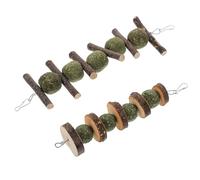 Lurrose 2 Pcs Wooden Pet Chewing with Natural Apple Wood Sticks and Grass Balls for Hamsters Mice Rabbits Small Furry Animals Teeth Grinding and Intelligence Development