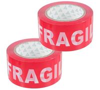 Lurrose 2 Rolls Fragile Labels Shipping Tape with Strong Adhesive Power, Polyethylene Material, Versatile Packing Solution for Mailing Boxes and Packing, Crimson Tape 2.4 Inch X 328ft