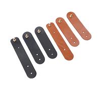 Lurrose 2 Sets Leather Cable Straps Durable Cord Organizer Snap Button Design for Easy Use Space Saving Wire Management Premium Leather Data Cable Keeper Black Light Brown