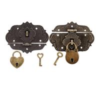 Lurrose 2 Sets Vintage Zinc Alloy Hasp Latches with Mini Retro Padlocks and Keys for Enhanced Security and Scratch-Resistant Cabinet or Jewelry Box Decoration