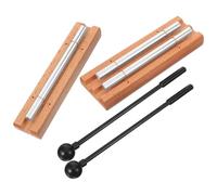 Lurrose 2 Sets Wooden Hand Chime Set Percussion Instruments Kit for Adults with Mallet, Bright Tones and Crisp Sound, for Meditation and Mindfulness Exercises, Sturdy Wood and Metal