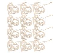 Lurrose 20 Pieces Mother’s Day Wooden Heart Shaped Cutouts with 20 Natural Twine Strings, Unfinished DIY Mom Craft Tags for Birthday, Party, and Holiday Decoration