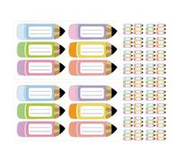 Lurrose 20 Sheets Classroom Desk Name Tags: Colorful Pencil Shape Name Tag Stickers - Writable Adhesive Labels for Lockers School Supplies
