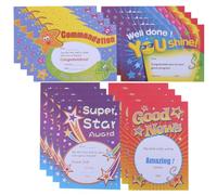 Lurrose 200pcs A5 Cartoon Award Certificates Thick English Student Recognition Paper and School Supplies Random Style