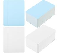 Lurrose 200pcs DIY Blank Flashcards for Studying, Portable Mini Index Cards in White Blue Kraft Paper, Sturdy Note Cards for School Learning and Office Memory Aid
