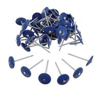 Lurrose 200pcs Inch Blue Plastic Cap Roofing Nails Round Head, Metal and Plastic Construction, Secure Grip for Fastening Roofing Materials and House Wrap, Protects Waterproof