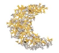 Lurrose 200pcs Nail Art Metal Studs Spiked Charms Small Silver Gold Pointed Flat-back Decorations for Acrylic Nails Manicure Supplies