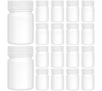 Lurrose 20Pcs 50ml Empty Pill Bottles with Screw Caps, Thickened Medicine Capsule Organizer, Airtight & Moisture-Proof Plastic Storage Pots for Tablets, Vitamins, Reagents & Travel Essentials
