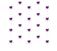 Lurrose 20pcs Heart Wings Cupcake Picks Cake Inserts Made of Food Safe Pu Cloth Material with Wings Shape, for Cake and Ice Cream Decoration at Banquets or Afternoon Tea Random Color