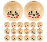 Lurrose 20pcs Khaki Round Wood Beads for Jewelry and Garland Making, Practical DIY Project Beads with Simple Design and Wide Application