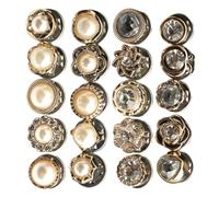 Lurrose 20pcs Pearl Buttons Assorted Alloy Round Fasteners and Five-Petal Rhinestone for Sewing Clothes Accessories DIY Crafts, Suitable for Sweaters, Bags, and Decorative Clothing