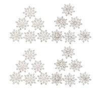 Lurrose 20pcs Silver Plated Snowflake Rhinestone and Pearl Embellishments Set for DIY Craft Decorations, Hair Accessories Charms, Winter Holiday Home Décor