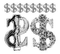 Lurrose 20pcs Silver Sign Nail Charms with Rhinestones 3d Metallic Money Symbol Nail Decorations for Women DIY Manicure Luxury Accessories for Party and Daily Wear