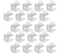 Lurrose 20pcs Silver Zinc Alloy Shower Glass Brackets for Glass Shelves with Stable Oxidation Resistance Bathroom Mirror Holder Clips and Retainer Clips