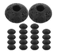 Lurrose 20pcs Volcanic Rock Stone Beads Volcanic Rock Essential Oil Diffuser Beads Black Round Large Hole Natural Texture Reusable Essential Oil Absorption and Release for DIY Crafts