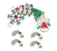 Lurrose 24pcs Christmas Charms Silver Alloy Xmas Tree Snowflake Bell Pendants for DIY Jewelry Making Festive Dangle Drops for Bracelets Earrings Hair Clips and Holiday Crafting Accessories
