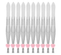 Lurrose 24pcs Flat Tip Tweezers Bulk Silver Stainless Steel Eyebrow Tweezer Hair Plucker for Eyebrow Shaping, False Eyelash Application, and Fine Hair Removal