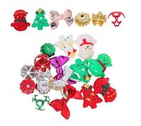 Lurrose 24pcs Hand Painted Christmas Beads with Caps Red Green Festive Spacer Beads for DIY Phone Chains Bracelets Necklaces Easy to Thread Holiday Craft Supplies