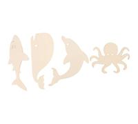 Lurrose 24pcs Ocean Animals Wood Slices for DIY Crafts, Unfinished Basswood Pieces with Fine Workmanship and No Burrs, for Occasion Decorating and Home Decoration