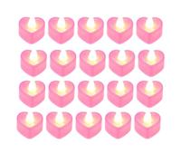 Lurrose 24Pcs Pink Heart Electronic Candles Flameless Tea Lights Battery Operated Candle Lights for Wedding Valentines Day Indoor Decoration