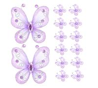 Lurrose 24Pcs Purple Glitter Organza Butterflies Sheer Tulle Butterfly Decor for Weddings Showers and Bridal Parties Elegant Versatile Space Saving Decorations