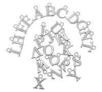 Lurrose 26pcs Silver Alloy Letter Charms for Jewelry Making, Mini Alphabet Pendants with Easy Hanging, for Art Craft Projects and DIY Jewelry Accessories