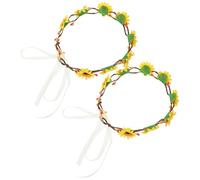 Lurrose 2pcs Adjustable Sunflower Headband with Comfortable Cloth Material, Fashionable and Elegant Design, for Weddings and Taking Photos, Featuring a Beautiful and Vivid Appearance