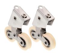 Lurrose 2pcs Aluminum Alloy Sliding Door Pulleys 828 Model Stainless Steel Bearings Nylon Double Wheels for Wardrobe, Patio Cabinet Door Track Replacement Kit