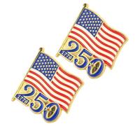 Lurrose 2pcs American Flag Brooch Pins with Fade-resistant Enamel Finish, Alloy Material, Exclusive 250th Anniversary Design, for Patriotic Celebration or Fourth of July Party Accessories